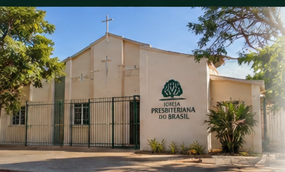 Ilustração arquitetônica de uma igreja presbiteriana